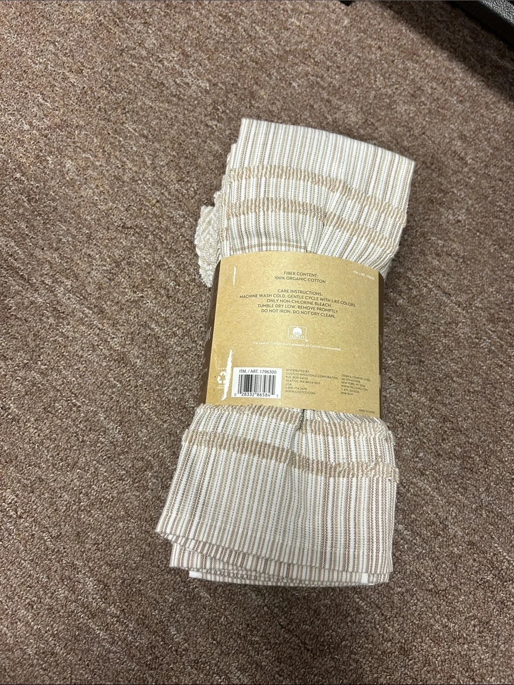 Organic Beige & White Kitchen Towels - 8 Pack
